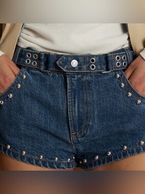 We The Free Dark Blue Studded Denim Jean Shorts